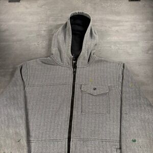 Tony Hawk Mens Hoodie Jacket XL Herringbone Full Zip Gray Skate Thrashed Painter